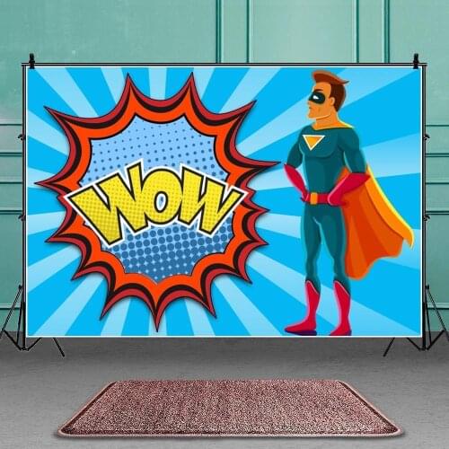 Cartoon Super Mask Tights Hero Glowing Party Backdrop Boy Birthday Decoration Photography Background Studio Props Custom Picture