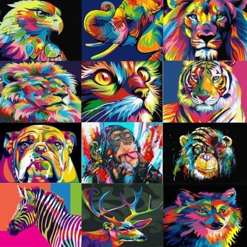DIY Painting By Numbers Colorful Animals Pictures Oil Painting By Numbers Draw Set Unique Pictures By Numbers For Adult Gift