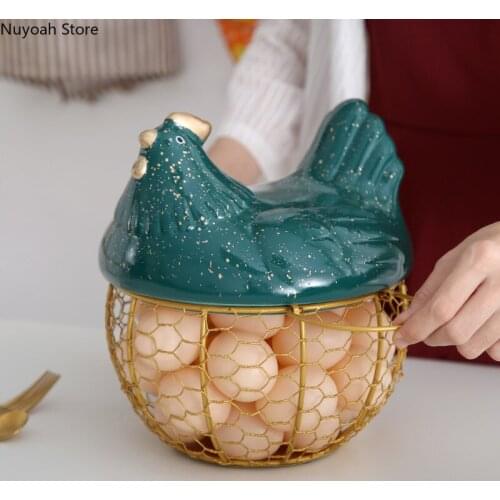 Nordic Light Luxury Ceramic Egg Storage Basket Kitchen Storage Basket Fruit Storage Basket Household Living Room Storage Basket