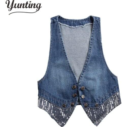 New 2021 Spring Summer hot sale fashion womens cute girl denim vest jeans vest jacket ladies a waistcoat