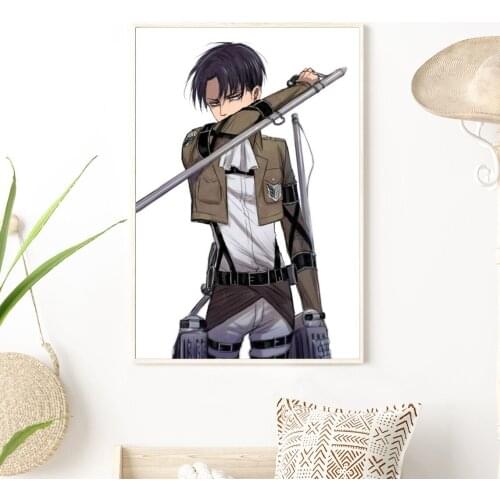 Attack On Titan Anime Levi Ackerman Anime Poster Japanese New Fan Drama Comic Cover Art Canvas Printed Picture TV Drama Poster