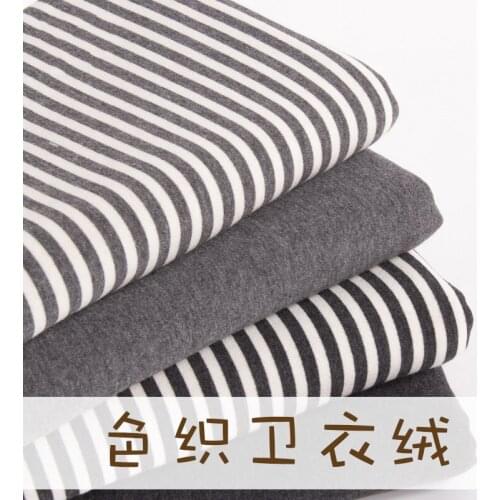 Stripe cotton Knitted fabric with Fleece for DIY sewing baby clothing making material 50x165cm