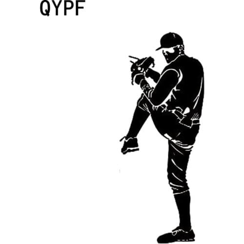 QYPF 5.5cm*14cm Personality Baseball Game Funny Car Window Stickers Black Silver S2-0597