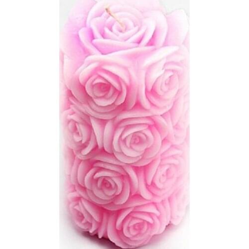 Rose Pillars Silicone Soap mold candle mould 3D Handmade mold DIY Carft molds S252