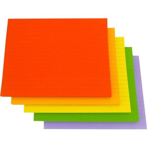 4A Super Sticky Notes,6 x 8 Inches,Large Size,Lined,Self-Stick Notes,5 Colors,400 Sheets/Pack,4A 608SL-5