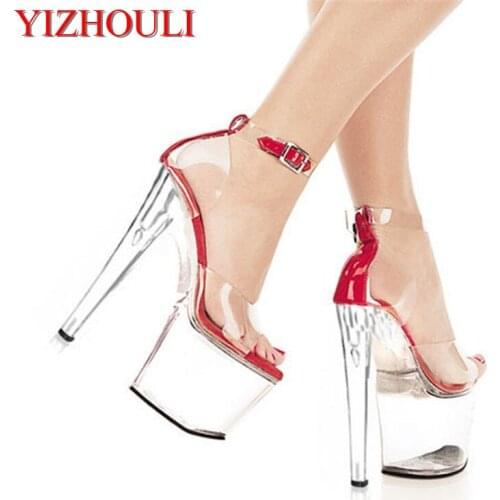 20cm high-heeled shoes sexy shoes full transparent crystal bag sandals performance shoes 8 inch High-heeled shoes