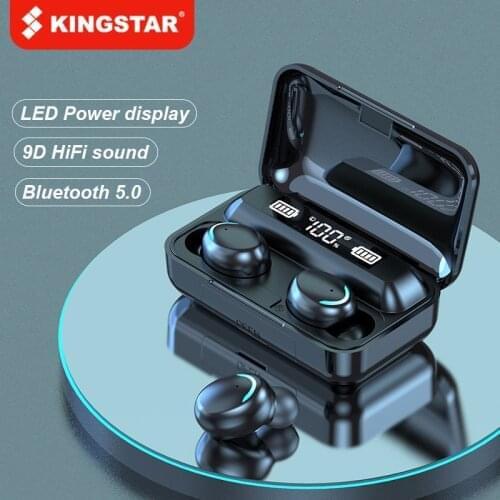 KINGSTAR F9 TWS Bluetooth Earphones 9D Stereo Wireless Headphones with Mic HiFi Sports Waterproof Earbuds Touch Control Headsets