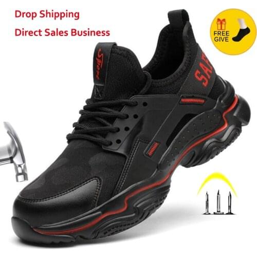 XPUHGM New Men Women Safety Work Shoes Boots Male Breathable Construction Work Shoes Steel Toe Indestructible Safety Work Boots