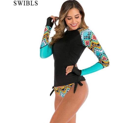 Woman Sport Two Piece Swimsuit 2020 Floral S-2XL Bathing Suit for Women Beach Swimming Vintage Bather Female Swimwear