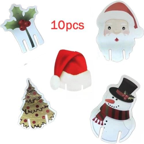 10Pcs Christmas Cup Card Christmas Decorations Santa Hat Wine Glass Decor Merry Christmas Ornament For New Year Party Supplies