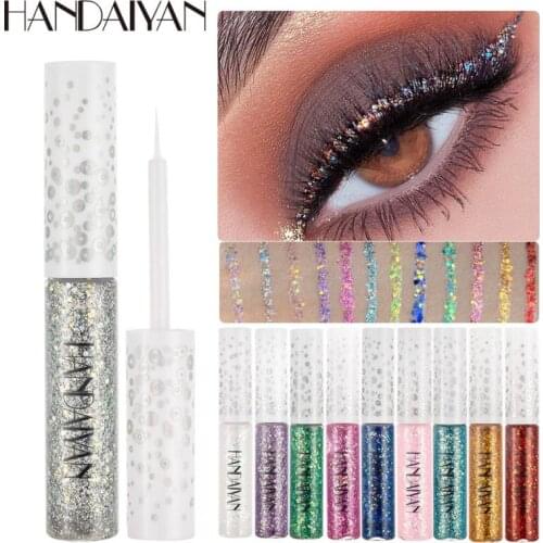 12Color Glitter Eyeshadow Metallic Shiny Shimmer Glitter Single Liquid Eyeliner Waterproof Long-lasting Eyeshadow TSLM1