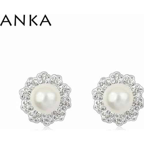 2020 Top Fashion Earrings For Women Brincos Free Shipping Pearl Pierced Earrings Crystals from Austria Stud Jewelry #97859