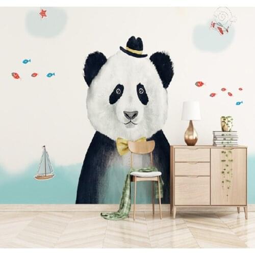 Custom 3D oil painting mural, personality, creative, cute animal head picture lion panda business home background wallpaper