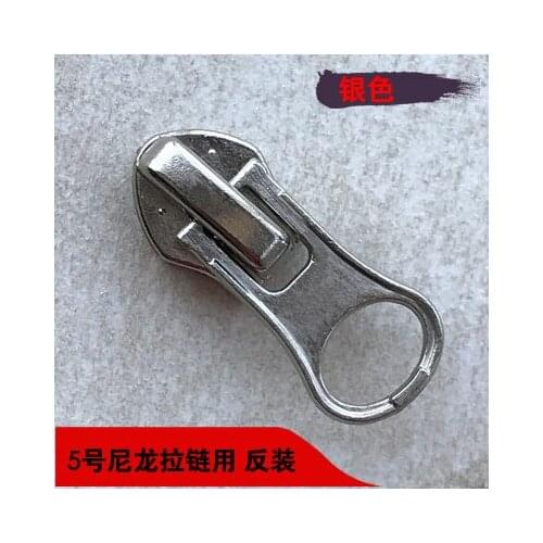 Free shipping 50pcs/lot 5# Silver Nylon zipper slider quilt cover pocket tent case bag reverse zipper slider with auto lock