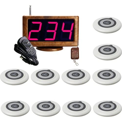 JINGLE BELLS wireless paging calling system 10 call button transmitters+1 screen receiver calling system for restaurant Hotel