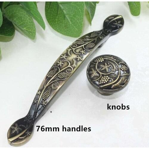 76mm Bronze kitchen cabinet handle antique brass drawer dresser cupboard door pull 3" antique furniture decoration hardware knob