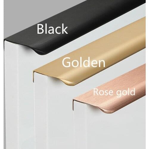 Black Furniture Hidden Drawer Handle Modern Rose Gold Cabinet Kitchen Knobs and Handles Wardrobe Pulls Hardware