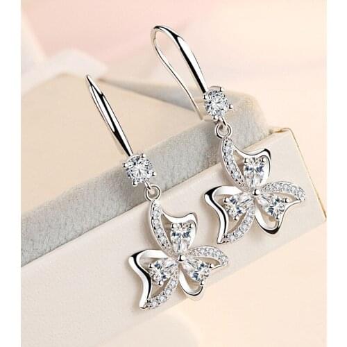 DIWENFU Genuine 925 Sterling Silver diamond Drop Earring for Women Fine Peridot Silver 925 Diamond Jewelry Orecchini Earring Box