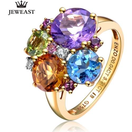 ENZO Natural topaz/Peridot/Amethyst/Citrine 18K Pure Gold 2020 New Hot Selling Top Ring Shape Ring For Woman Genuine Jewelry