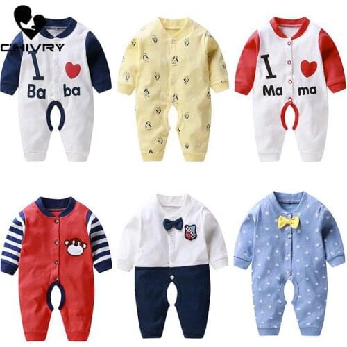 New 2020 Baby Boys Girls Rompers Autumn Long Sleeve V-neck Button Cute Cartoon Print Jumpsuit Newborn Playsuit Infant Clothing
