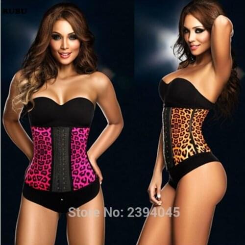 Steel Boned Underbust Corset Shapewear Female Rubber Waist Corset Latex Body Shapers Hot Women Sexy Leopard Slimming Corset Belt