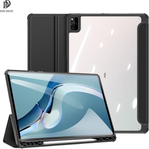 Tablet Leather Case For Huawei MatePad Pro 12.6 (2021) Smart Sleep Wake Toby Series with Pencil Holder Trifold Stand Clear Back