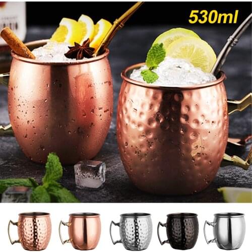 530ml Moscow Mule Mug Stainless Steel Hammered Copper Plated Wine Coffee Bear Copper Cup for Home Bar Store