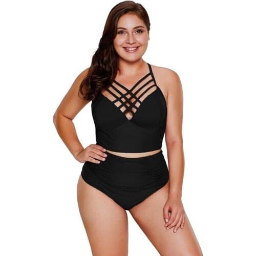 Condole Belt High Waisted Bathing Suit Pure Color Swimsuit Swimwear Beach Wear Bikini Set Women Biquini Fashion Summer Plus Size
