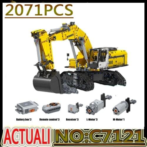 Hot Remote Control Crawler Excavator Engineering Model Assembling Building Block Toys For Children Birthday Christmas Gift 7121