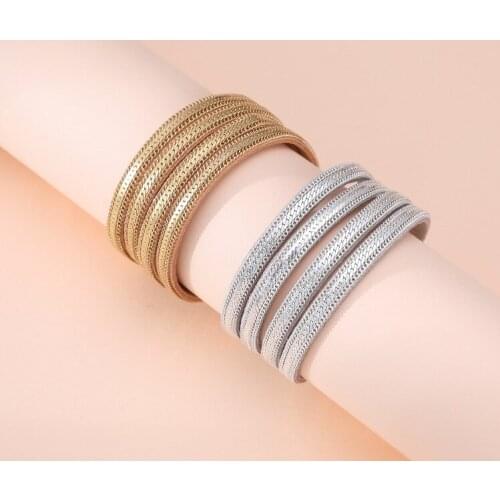 ORNAPEADIA Hot Selling Fashion PU Leather Bracelet Multi-layer Chain Snake Chain Magnetic Clasp Bracelet Wholesale Jewelry