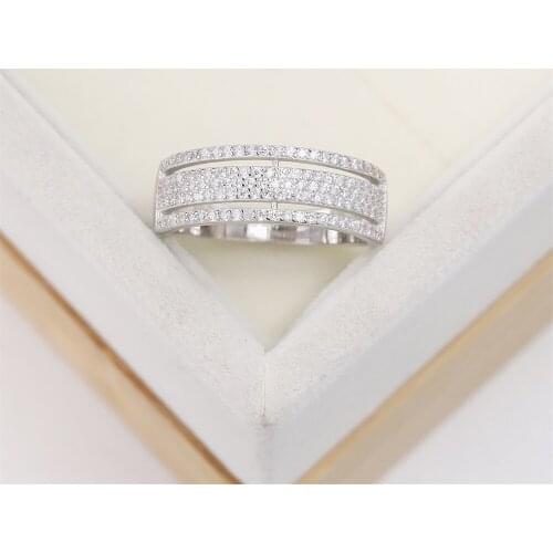 Best selling European and American S925 silver wedding ring luxury row diamond zircon crystal jewelry womens gift