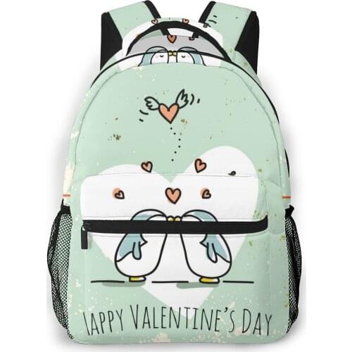 Women Backpack with Multiple Using Women Backpacks Cute Penguins Couple With Heart Female School Bag Girls Travel Bag