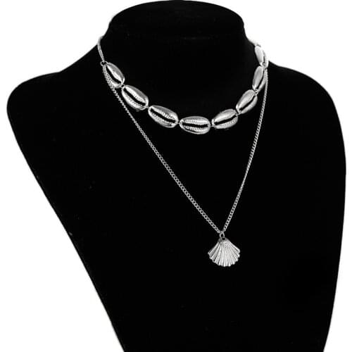 Bohemian Style 2021 Fashion Necklace New Wild Simple Shell Multi-layer Necklace Womens Clothing Factory Wholesale Naszyjniki