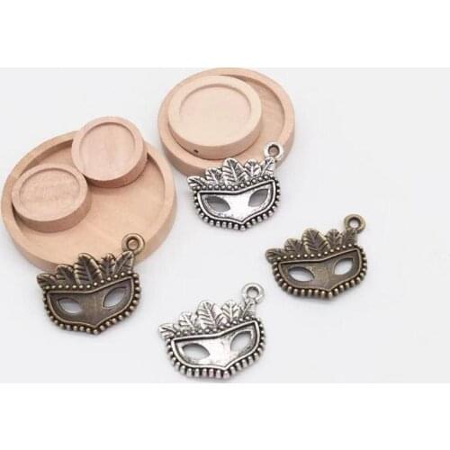 Fashion 33 PCS 15*21mm Metal Zinc Alloy mask Charms Fit prom Pendant Charms Making