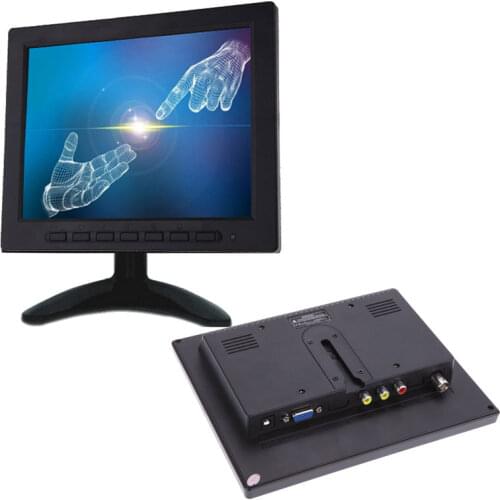 8 inch TFT LCD Color Video Monitor CCTV Monitor Screen VGA BNC AV Input for PC CCTV Security Remote and Stand Rotating Screen