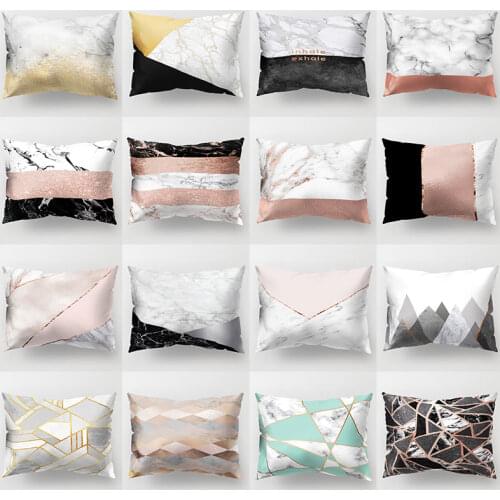 1pc Soft Velvet Geometric Cushion Cover 30x50cm Marble Pillow Cover Bedroom Sofa Decoration Pillow Cases Bed Decor
