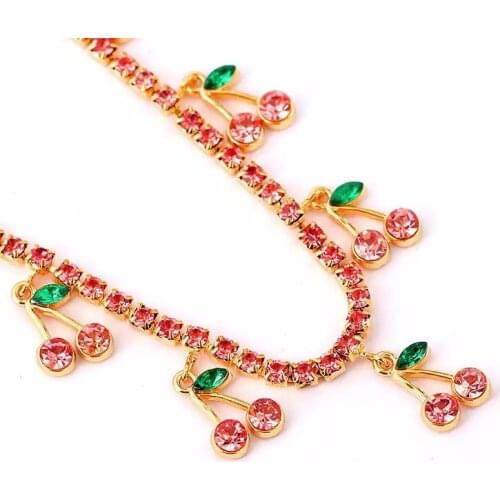 New Fashion Geometric Butterfly Pendant Necklaces For Women MultiLevel Colors With Crystal Cherry Chain Female Necklace Jewelry