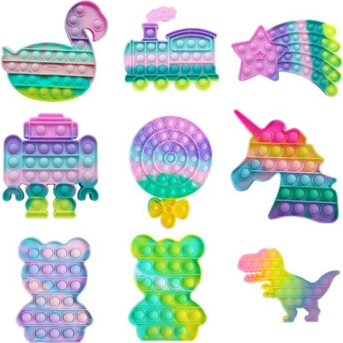 Popet Fidget Reliver Stress Toy Rainbow Push Pop Bubble Sensory Antistress Toy Adult Children Relieve Autism Fіdhеt Тоуѕ Поп Ит