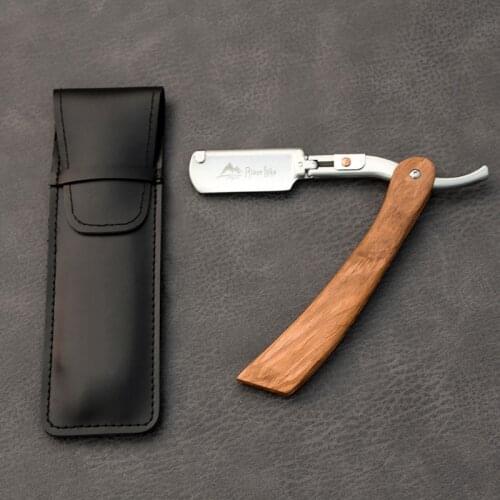 River lake Straight Razor bright silver Mens Straight Shaving Razor Replaceable blade razor + 5PCS blades Simple pack NEW