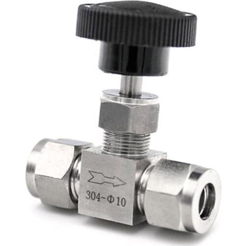 Adjustable Needle Valve OD 3 4 6 8 10 12mm 1/4 3/8 1/2 Tube Stainless Steel 304 High Pressure Acid Proof Straight Card Set Crane