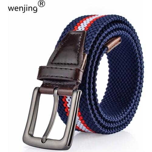 Wj202069 brand new men wide elastic belt top rubber polyester good stretch golf elastic canvas CORREA belts
