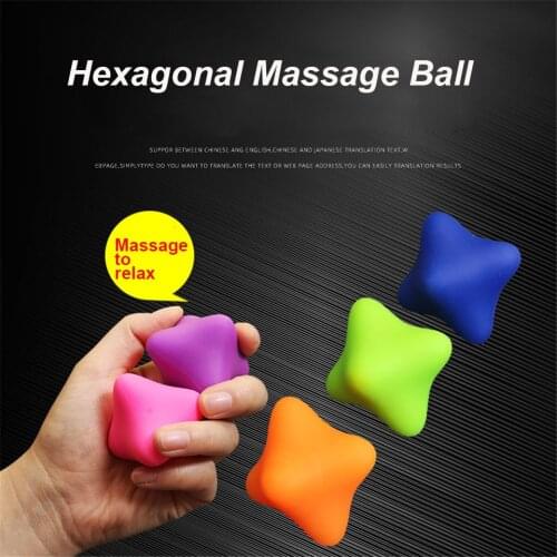 Candy Colors Hexagonal Body Muscle Massage Ball Silica Gel Yoga Sports Fascia Hand Spinning Ball Casual Decompression Massager