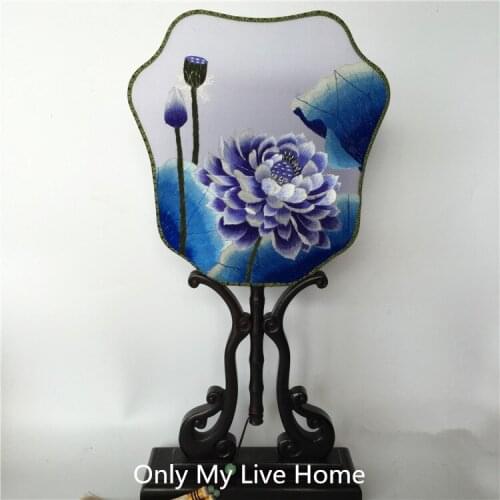 Personalized Silk Fans for Wedding Decoration Fan Hand Double Embroidery Fabric Gift Fan Traditional Ebony Handle Chinese Fan