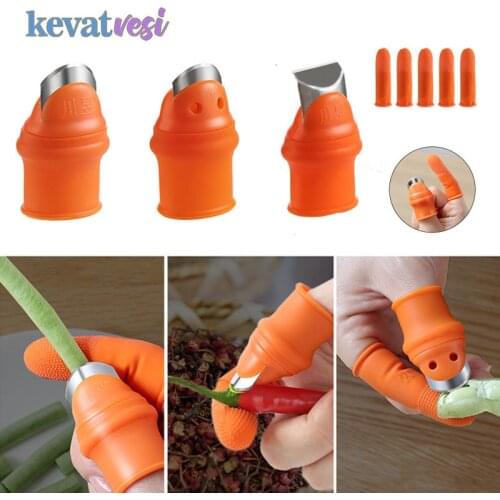Silicone Finger Protector with Blade for Fruits Vegetable Thumb Knife Finger Guard Antislip Finger Cutter Kitchen Gadgets