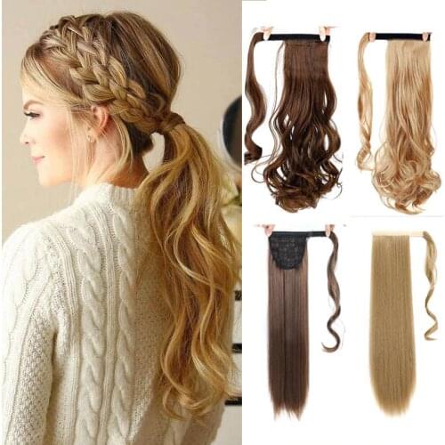 MSTN Synthetic Long Available Straight Ponytail Clip in Hair Extension Natural Hairpiece Fake Hair Extension Pony Tail Wig