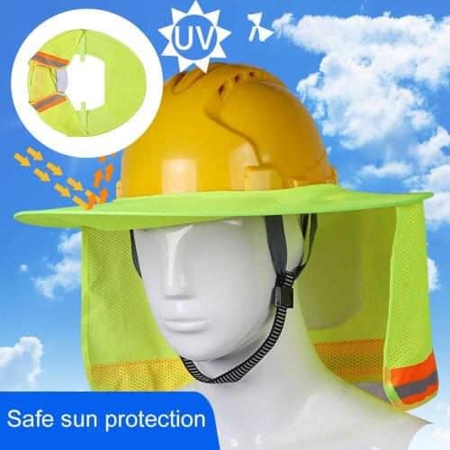 Reflective Hard Hat Sunshield Full Brim Mesh Neck Sunshade for Hardhats