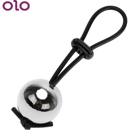 OLO Time Delay Ejaculation Male Penis Extender Enlargement Cock Rings With a Metal Ball Sex Toys for Men Adult Product