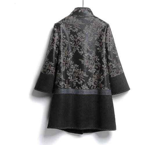 Sheep Shearling Winter Leather Vintage Real Fur Coat Women Two Side Wear Plus Size Jacket FL663 YY1047