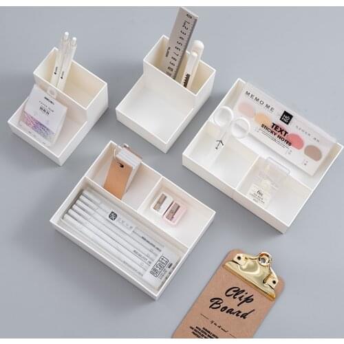 1 Pc Creative Multi-function Pen Holder Sundries Stackable Storage Box White Pencil Case Desk Organizer Office Stationery Holder