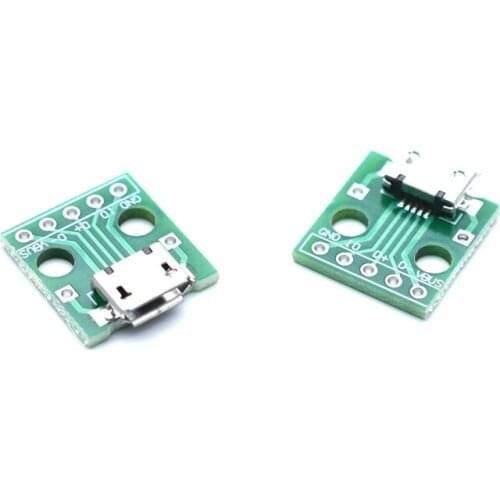 10pcs MICRO USB to DIP Adapter 5P Female Connector Type B 2.54mm Welded PCB Converter Pinboard